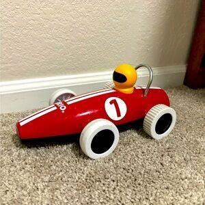 BRIO Red Racer Wooden Pull-Back Toy Car with Yellow Driver